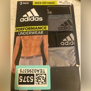 Adidas Quick Dry Long Leg Boxer Briefs 3 Pack Gray/Black size Medium NWT
